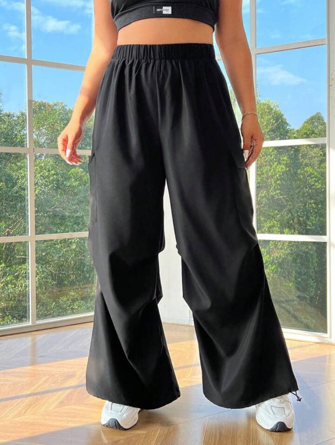 Broadstar Pack of Lycra Straight Women's Cargo Pants Black