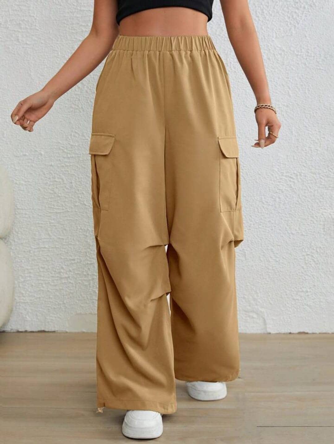 Broadstar Pack of 1 Polyester Baggy Women's Cargo Pants ( Beige ) - Trousers | Buy online on ZillyBuy