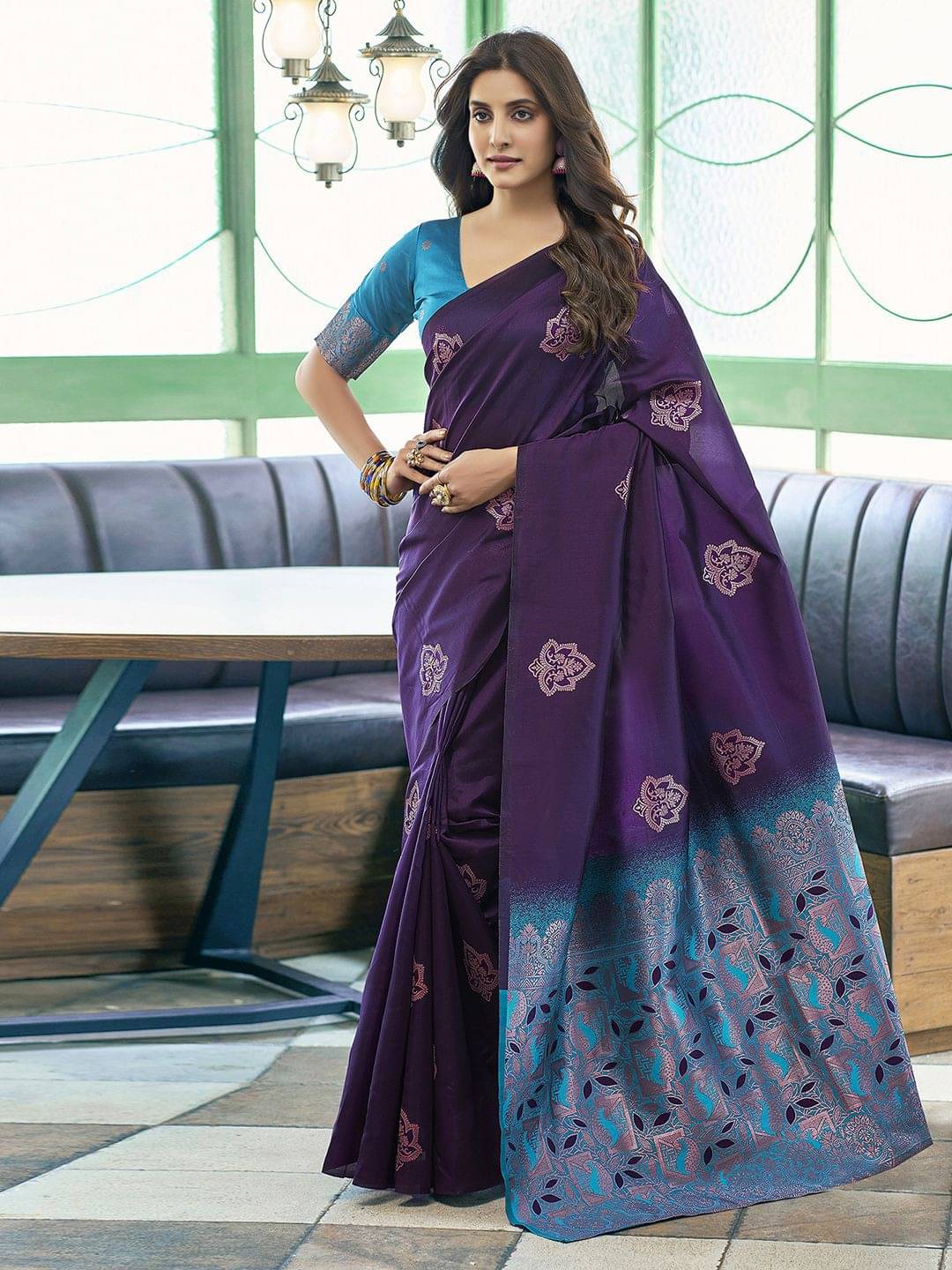 DIKONA DESIGNER Banarasi Silk Woven Saree With Unstitched Blouse Piece ( Purple ) DIKONA DESIGNER Banarasi Silk Woven Saree With Unstitched Blouse Piece ( Purple )