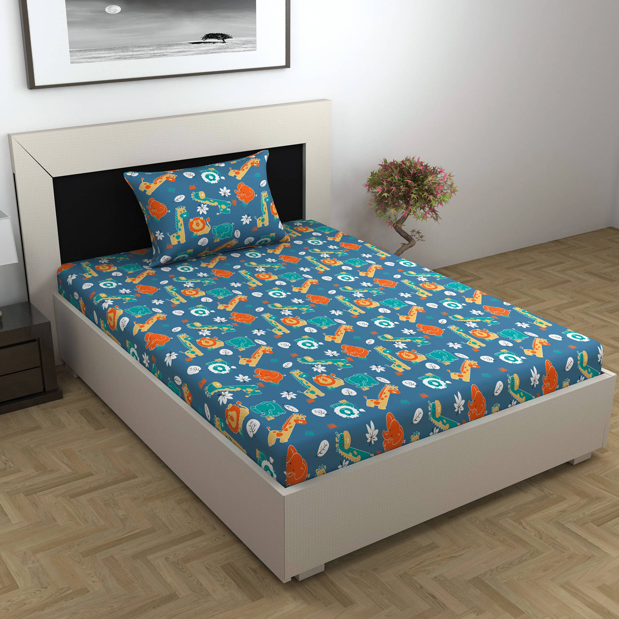     			DIVINE CASA Printed Bedding set for Unisex ( 224 cm (88") X 142 cm (56") ) - Red ( Single )