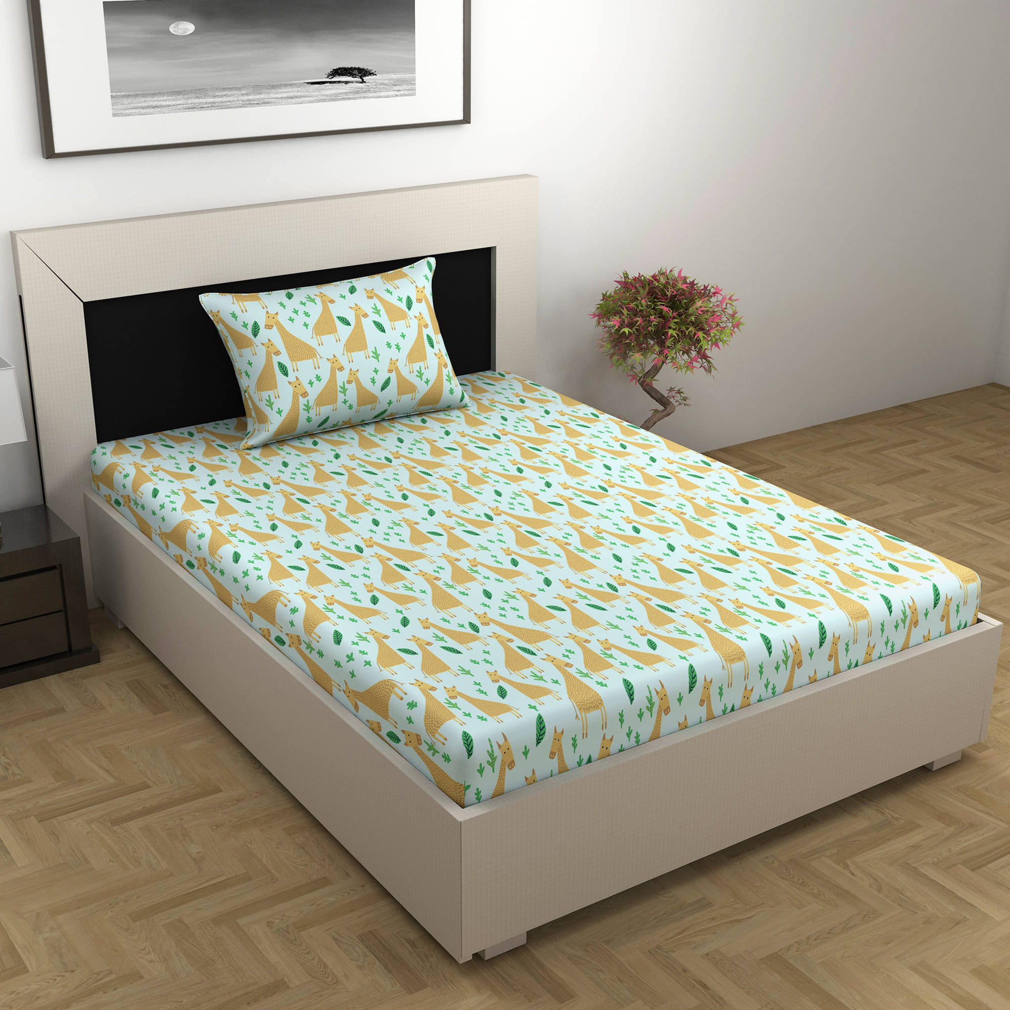 DIVINE CASA Printed Bedding set for Unisex ( 224 cm (88") X 142 cm (56") ) - Blue ( Single ) DIVINE CASA Printed Bedding set for Unisex ( 224 cm (88") X 142 cm (56") ) - Blue ( Single )