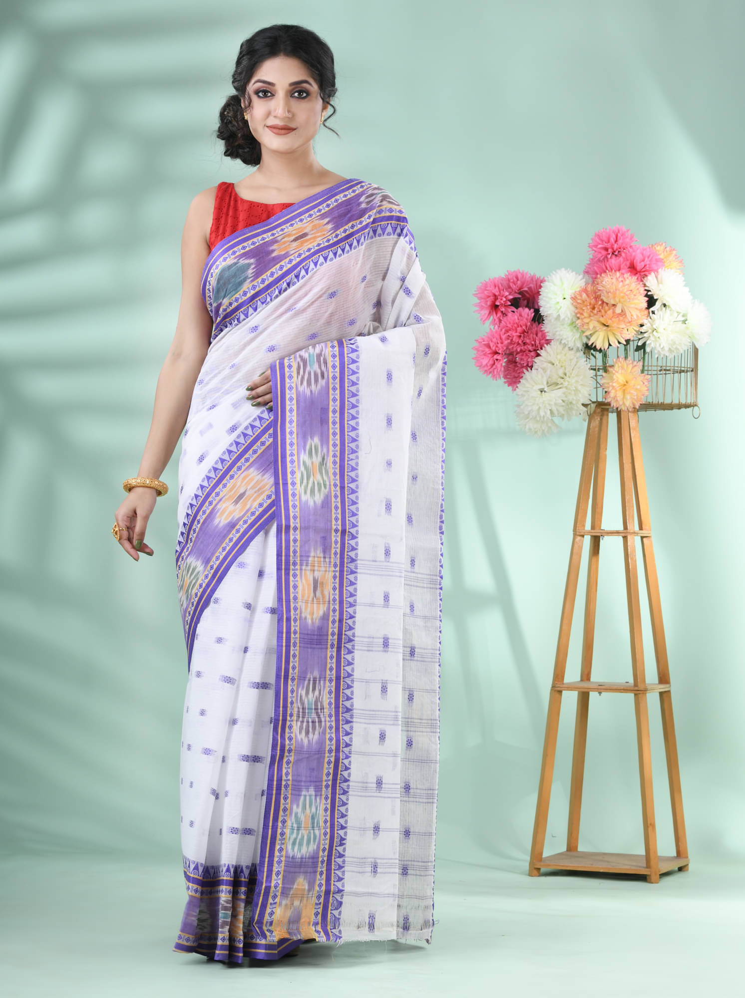 Desh Bidesh Cotton Solid Saree With Unstitched Blouse Piece ( Purple )     			Desh Bidesh Cotton Solid Saree With Unstitched Blouse Piece ( Purple )
