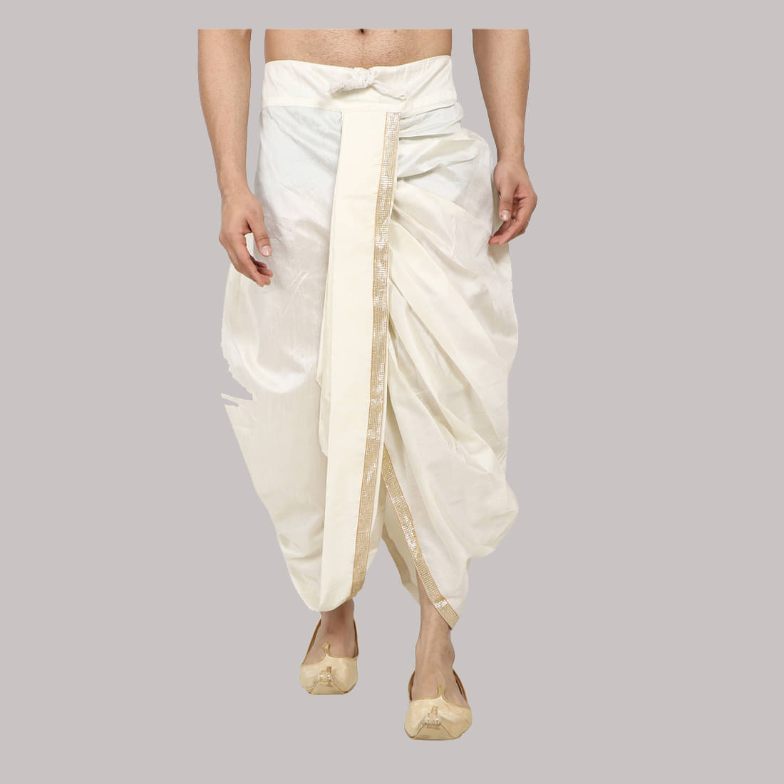    			FANZI Silk Men's Dhoti Off-White ( Pack of 1 )