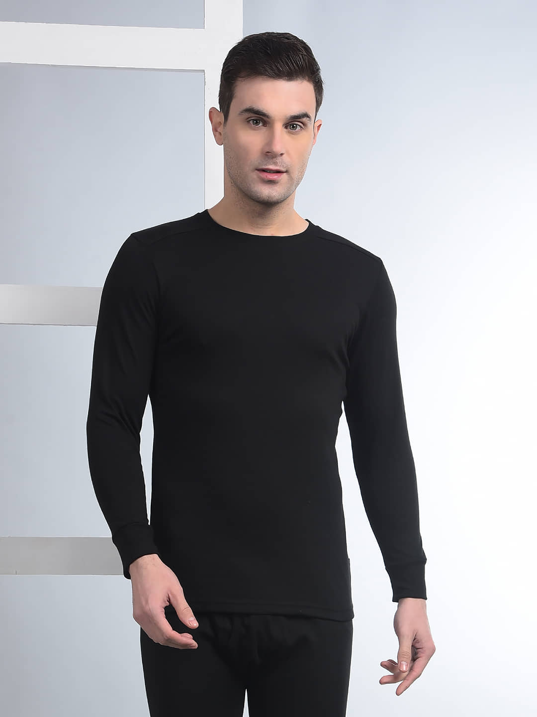 Force NXT Pack of 1 Cotton Blend Thermal Tops For Men's ( Black )