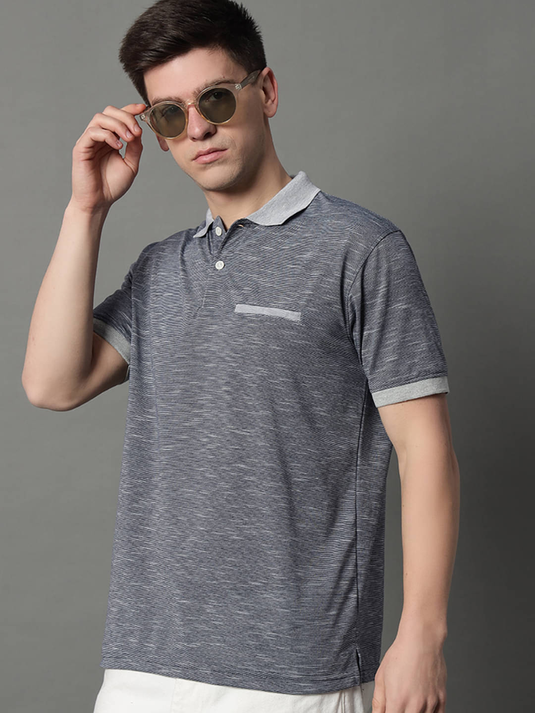 GET GOLF Pack of 1 Cotton Blend Regular Fit Self Design Half Sleeves Men's Polo T Shirt ( Grey )     			GET GOLF Pack of 1 Cotton Blend Regular Fit Self Design Half Sleeves Men's Polo T Shirt ( Grey )