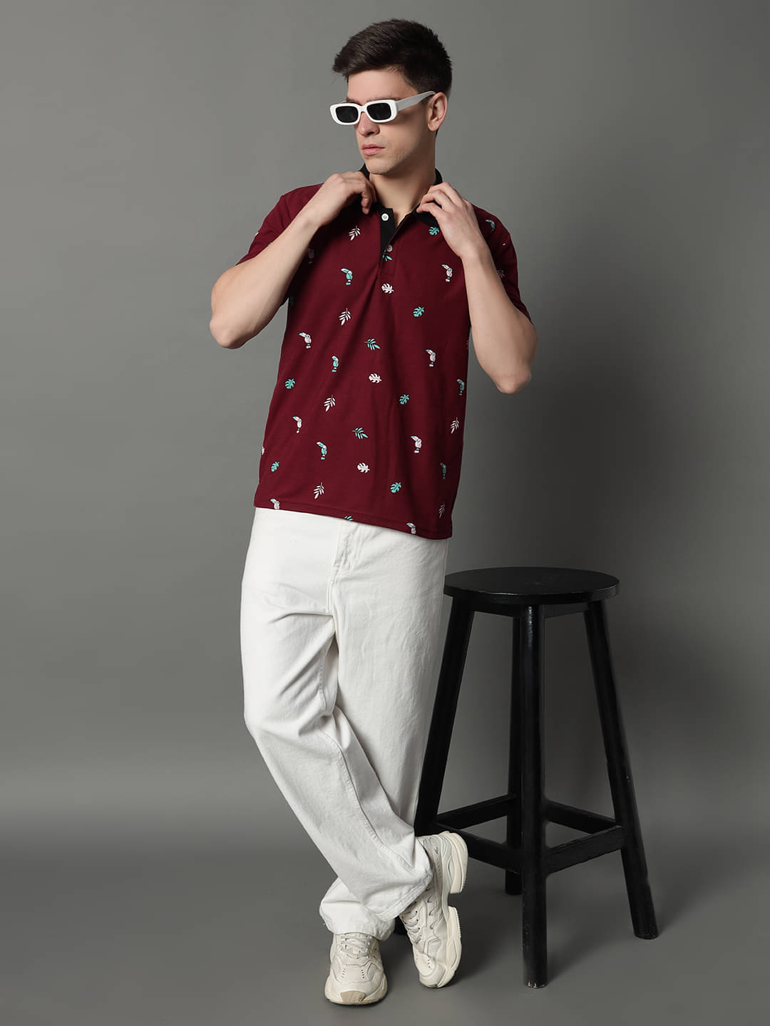     			GET GOLF Pack of 1 Cotton Blend Regular Fit Printed Half Sleeves Men's Polo T Shirt ( Maroon )