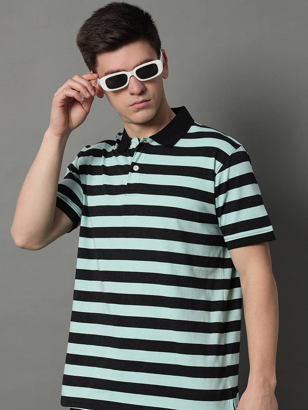     			GET GOLF Pack of 1 Cotton Blend Regular Fit Striped Half Sleeves Men's Polo T Shirt ( Black )