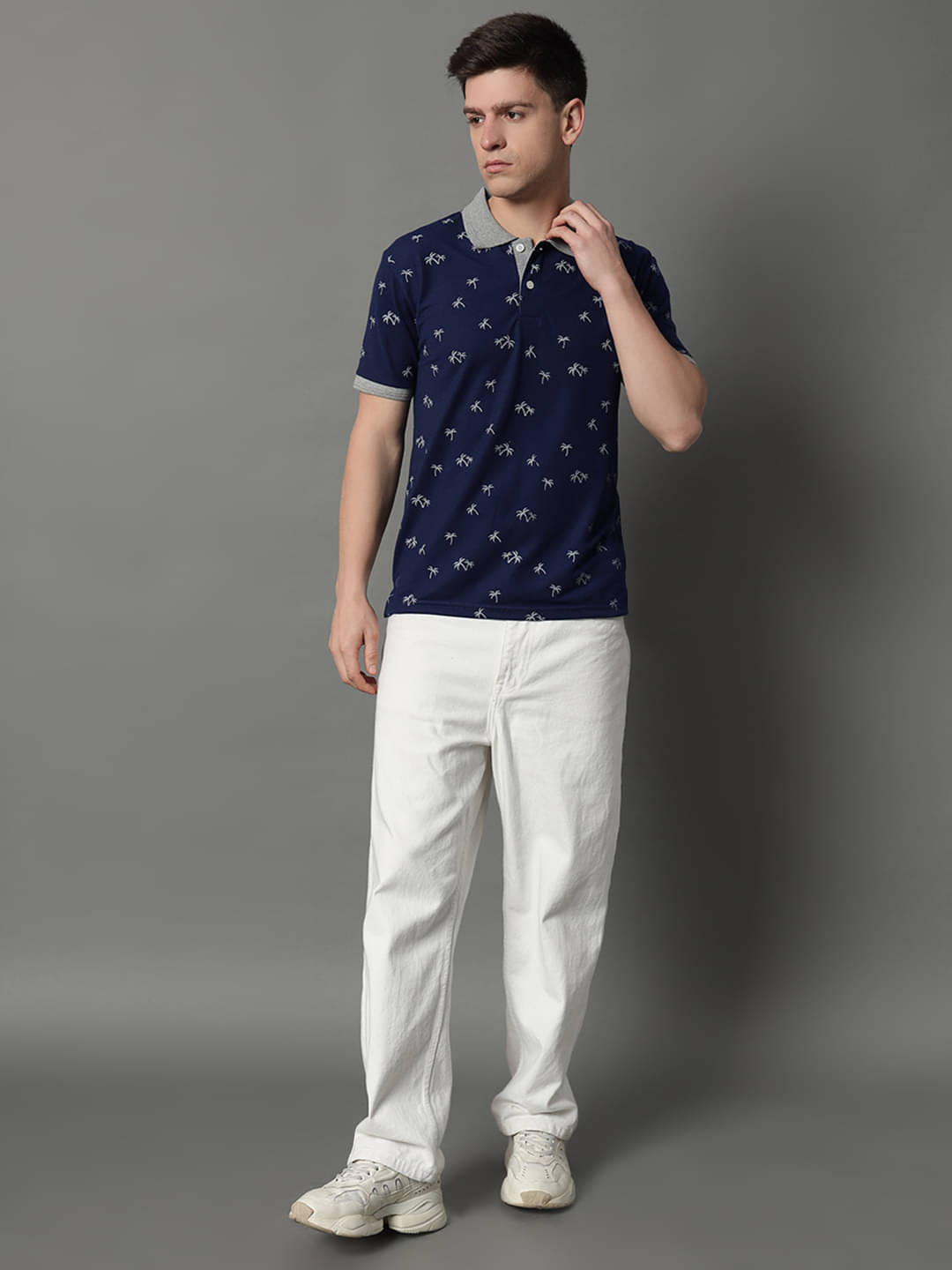     			GET GOLF Pack of 1 Cotton Blend Regular Fit Printed Half Sleeves Men's Polo T Shirt ( Navy Blue )
