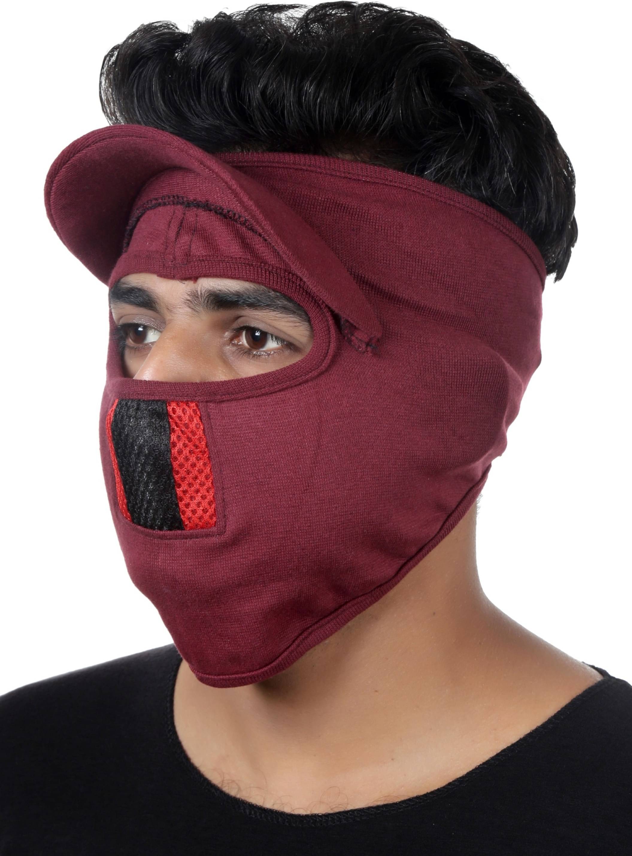     			H-STORE Maroon Solid Cotton Face Cover