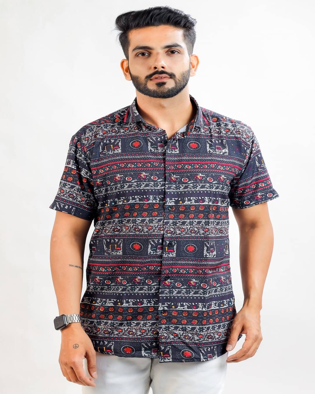     			HARPITA Cotton Blend Regular Fit Printed Half Sleeves Men's Casual Shirt - Multicolor ( Pack of 1 )