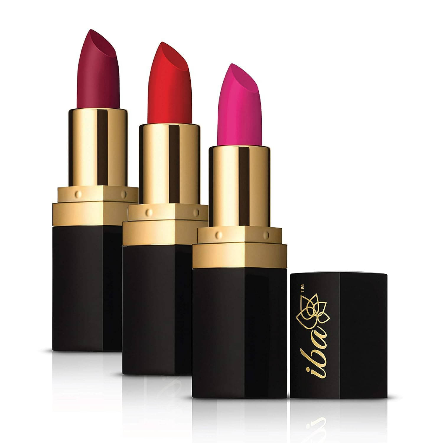     			Iba Long Stay Matte Party Ready Lipstick Combo M06 Bold Red, M12 Pink Orchid & M09 Berry Punch, (Pack of 1)