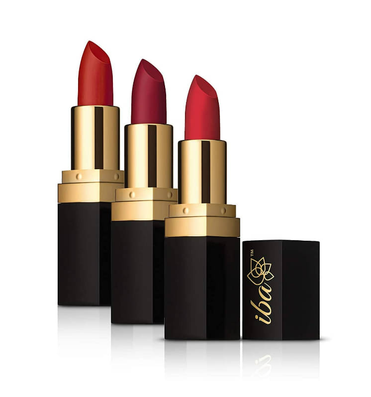     			Iba Long Stay Matte Festive Red Lipstick Combo M08 Burgundy Red, M07 Red Velvet & M10 Red Brick, (Pack of 1)