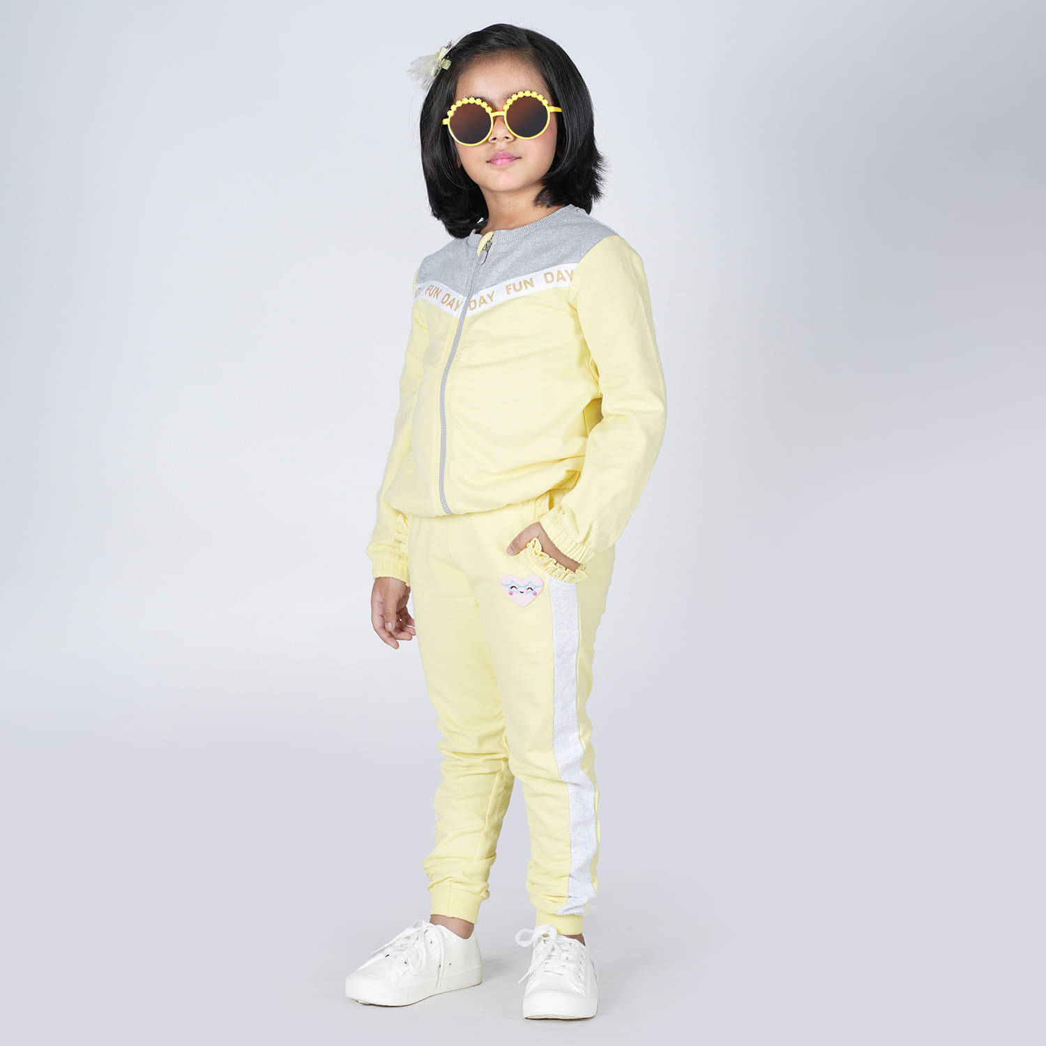     			Juscubs Pack of 1 Girls Cotton Sweatshirt With Joggers ( Yellow )