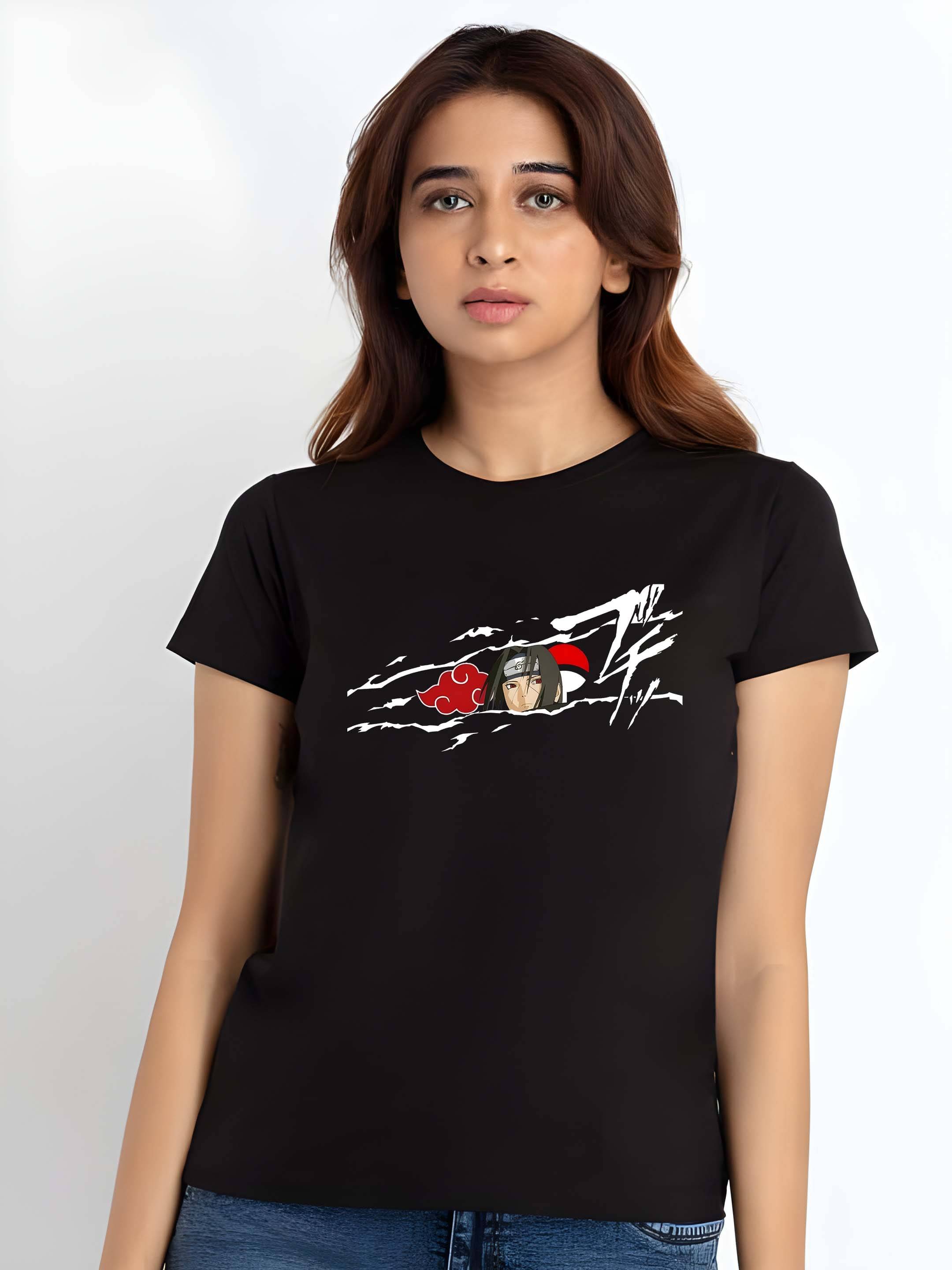 Kaido Women Cotton Blend Printed Regular Fit Round Neck T-Shirt ( Black ) Kaido Women Cotton Blend Printed Regular Fit Round Neck T-Shirt ( Black )