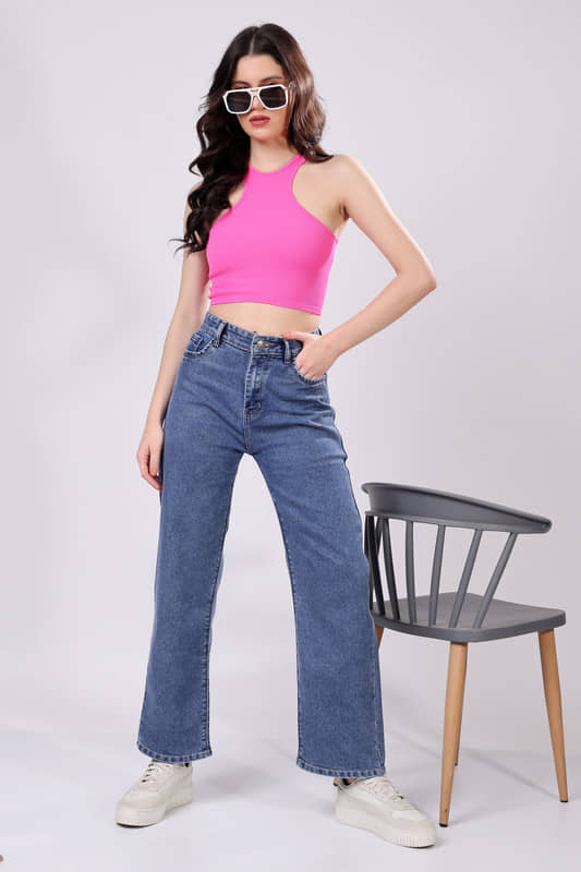 LONDON HILLS - Blue Denim Wide Leg Women's Jeans ( Pack of 1 ) - Jeans | Buy online on ZillyBuy