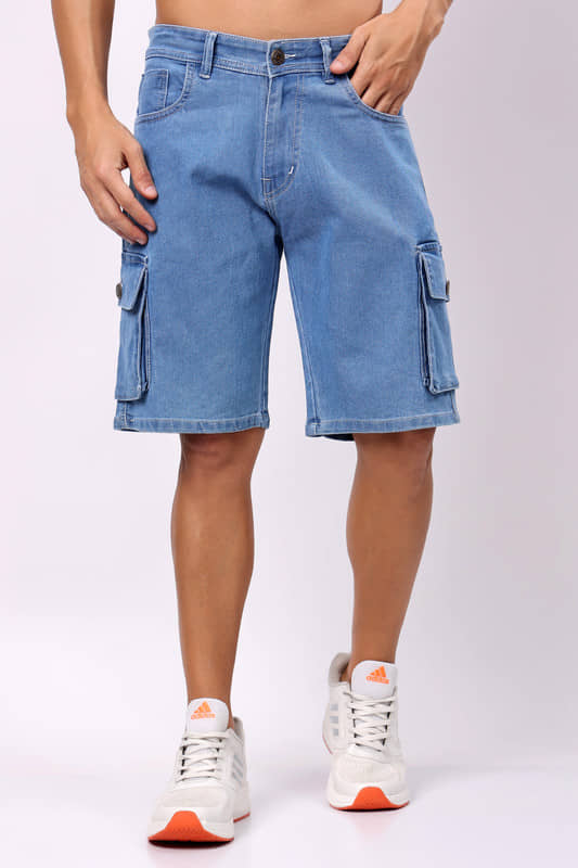 LONDON HILLS Light Blue Denim Men's Shorts ( Pack of 1 ) - Shorts | Buy online on ZillyBuy