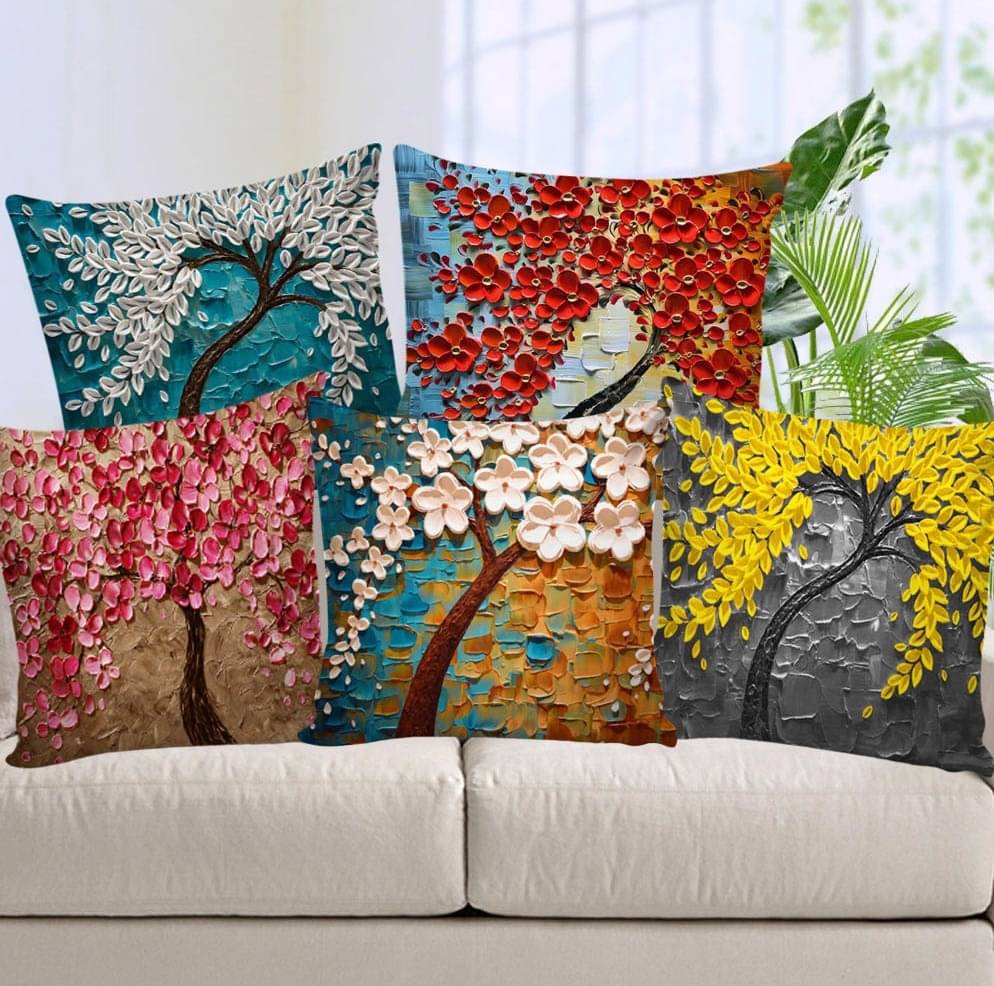 Laphino Set of 5 Jute Textured Square Cushion Cover (40X40)cm - Multi Laphino Set of 5 Jute Textured Square Cushion Cover (40X40)cm - Multi