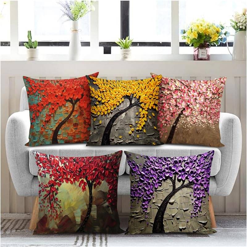 Laphino Set of 5 Jute Floral Square Cushion Cover (40X40)cm - Multi Laphino Set of 5 Jute Floral Square Cushion Cover (40X40)cm - Multi