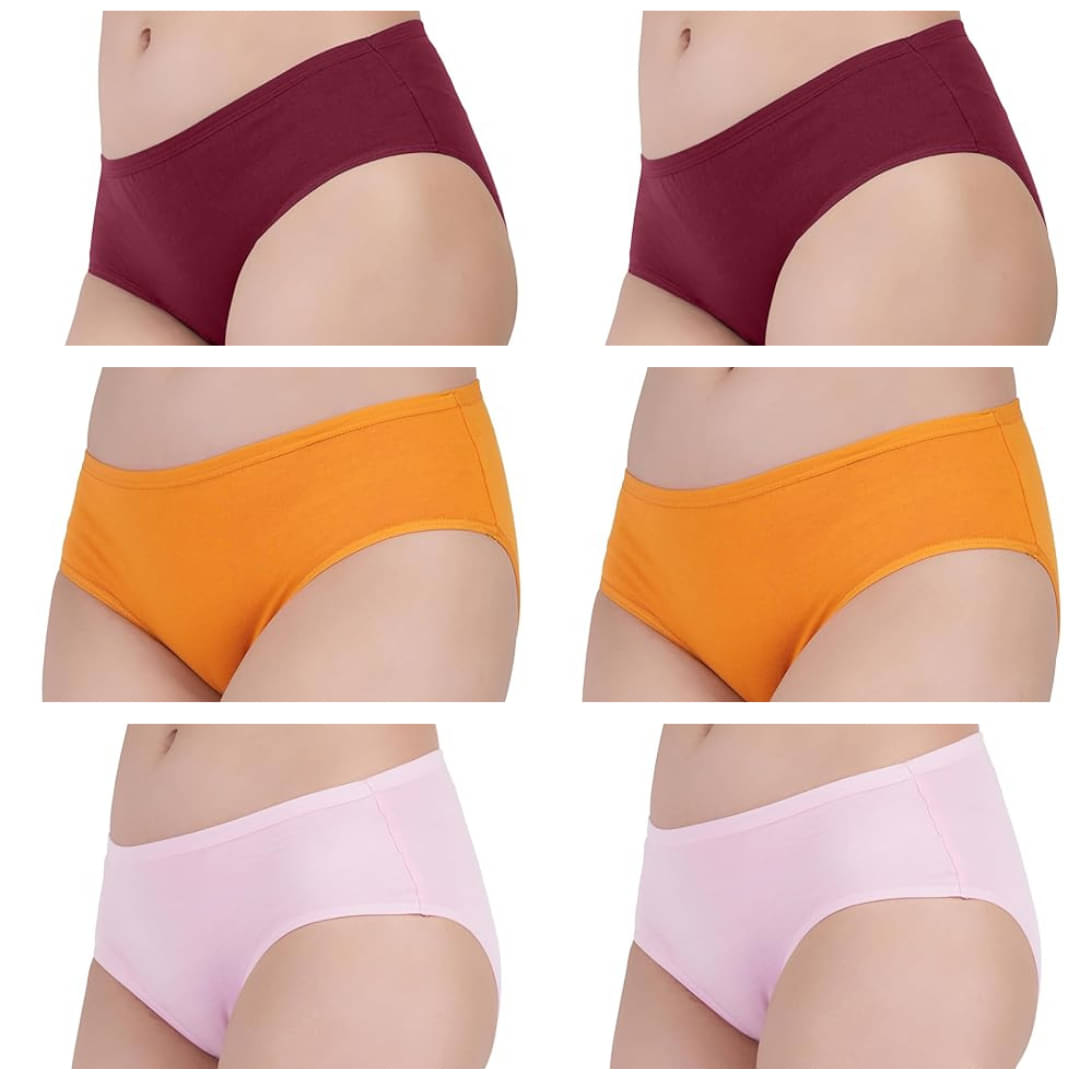     			Louis Craft Pack of 6 Cotton Lycra Hipster For Women ( Multicolor9 )