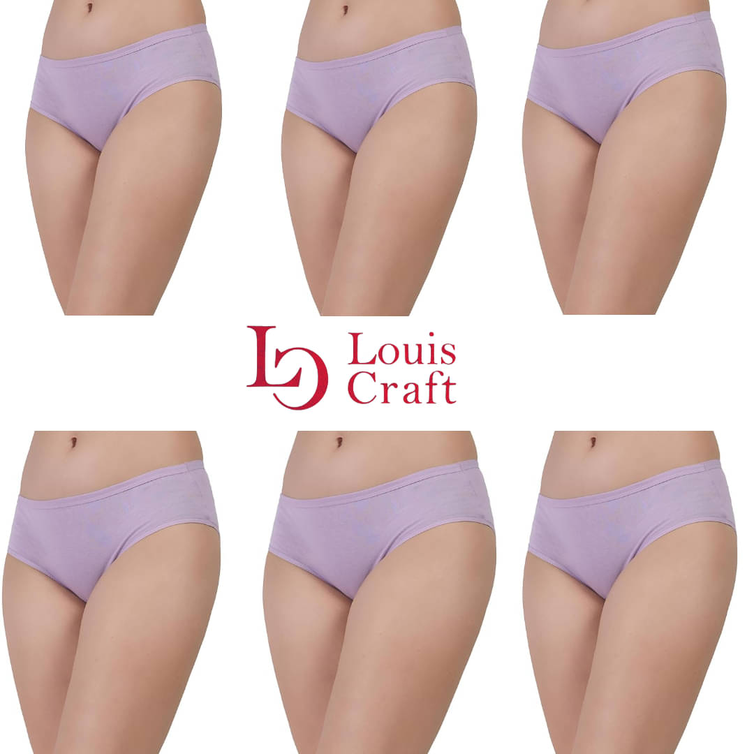     			Louis Craft Pack of 6 Cotton Lycra Hipster For Women ( Purple )