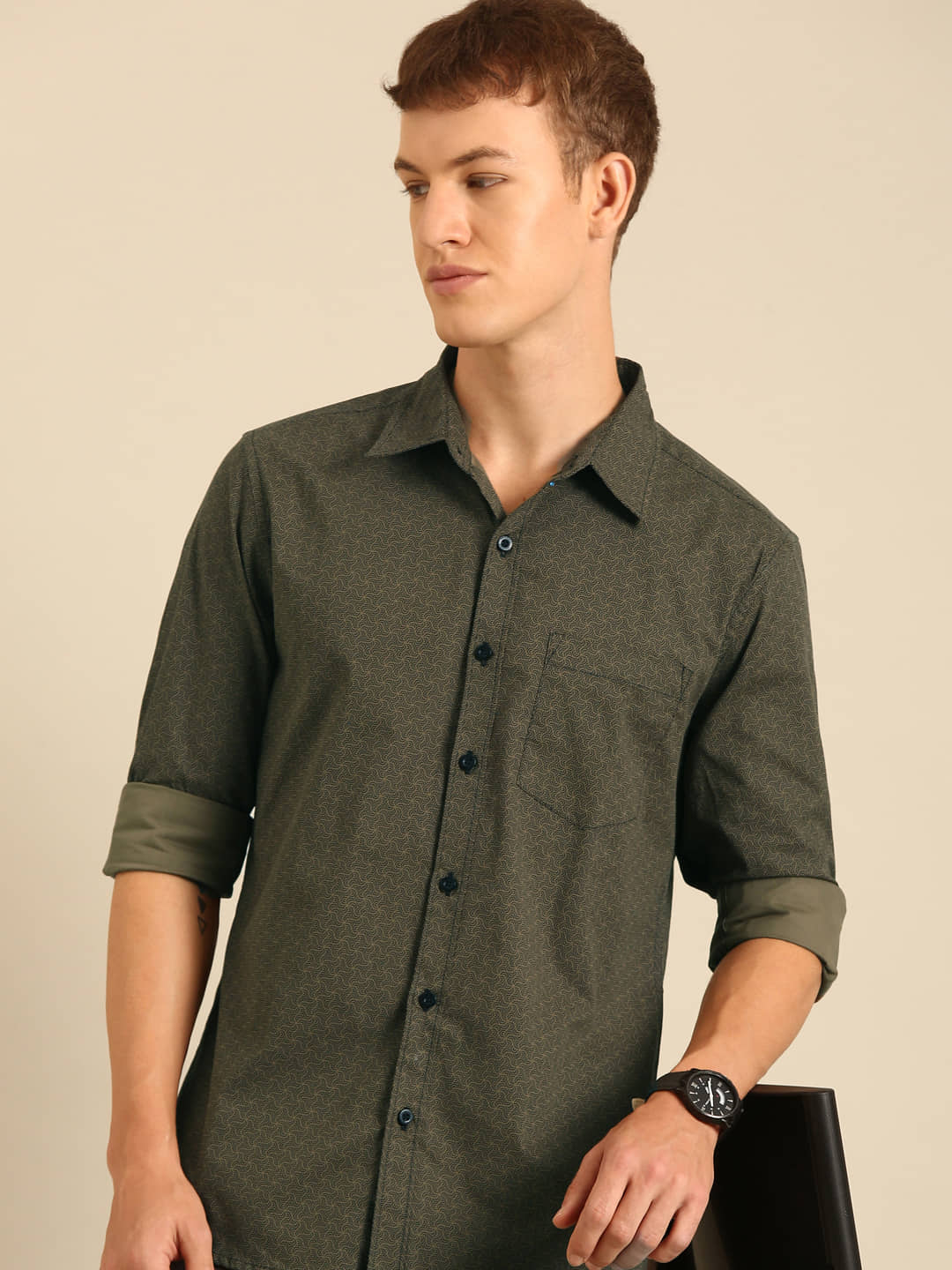 Lucky Roger 100% Cotton Regular Fit Checks Full Sleeves Men's Casual Shirt - Black ( Pack of 1 )