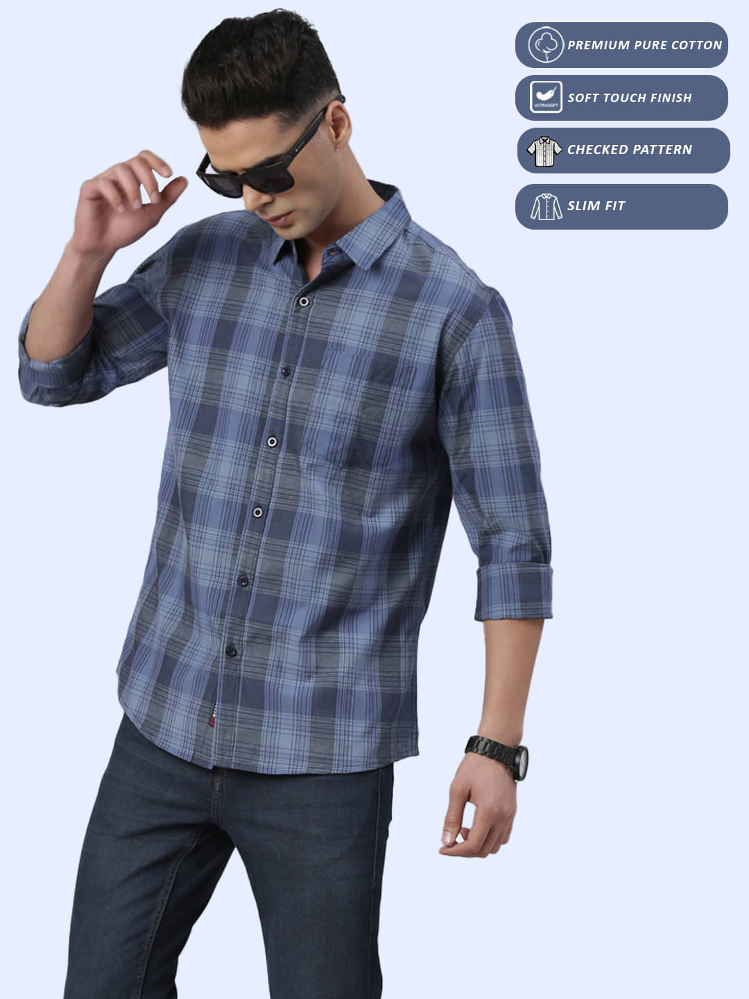 Lucky Roger 100% Cotton Regular Fit Checks Full Sleeves Men's Casual Shirt - Aqua Blue ( Pack of 1 ) Lucky Roger 100% Cotton Regular Fit Checks Full Sleeves Men's Casual Shirt - Aqua Blue ( Pack of 1 )