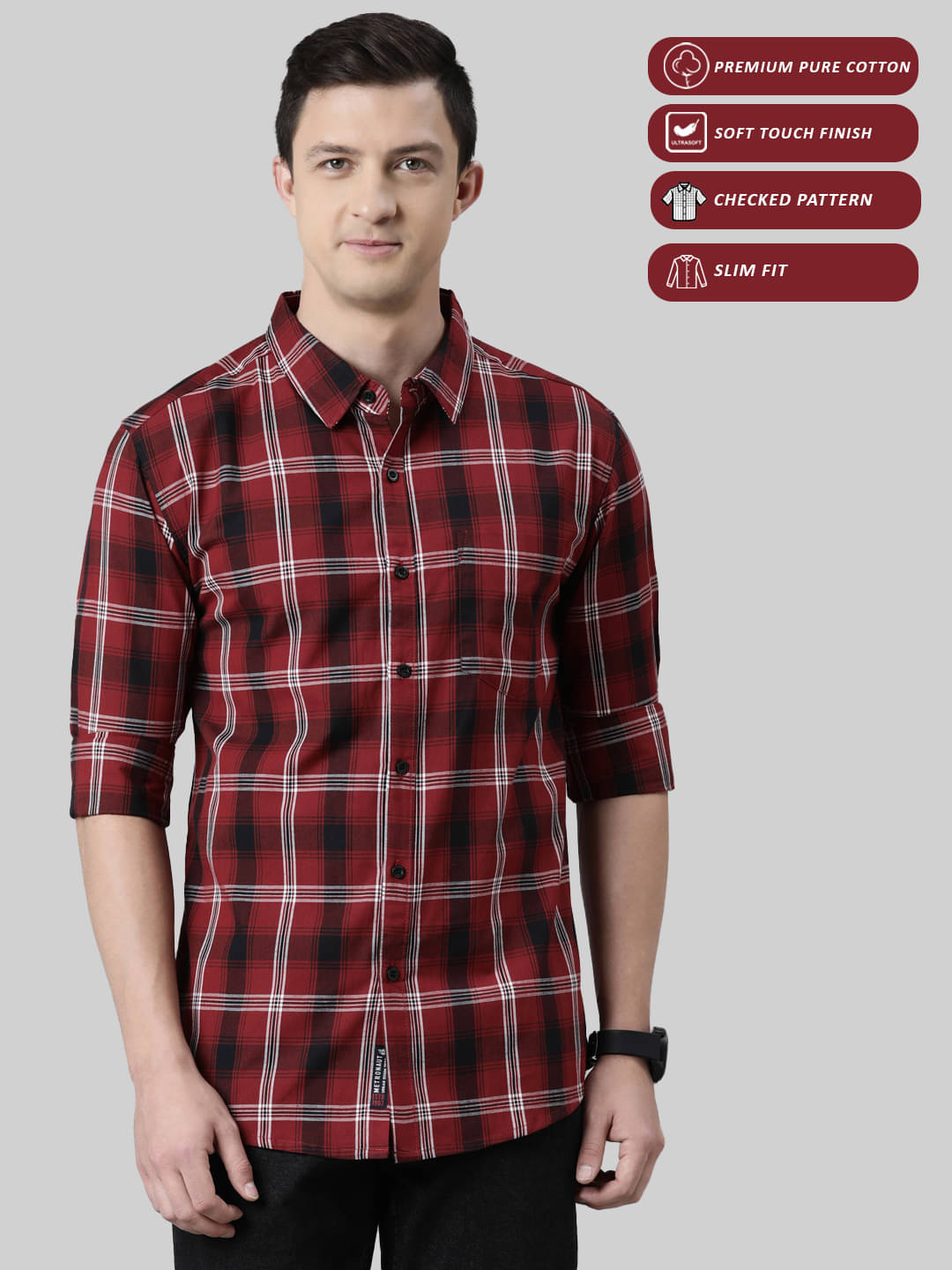 Lucky Roger 100% Cotton Regular Fit Checks Full Sleeves Men's Casual Shirt - Red ( Pack of 1 ) Lucky Roger 100% Cotton Regular Fit Checks Full Sleeves Men's Casual Shirt - Red ( Pack of 1 )