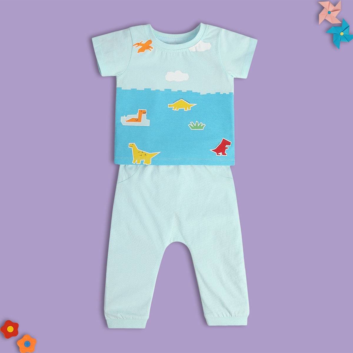     			MINI KLUB Pack of 1 Baby Boys Cotton T-Shirt & Trouser ( Blue )