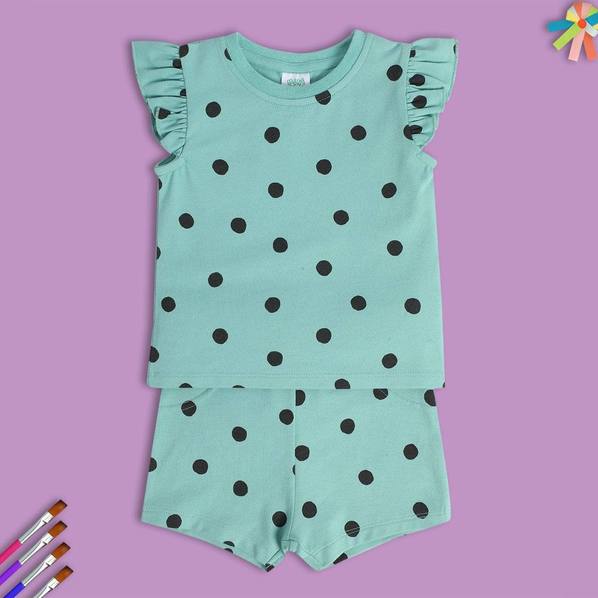     			MINI KLUB Pack of 1 Baby Girls Cotton Top & Shorts ( Green )