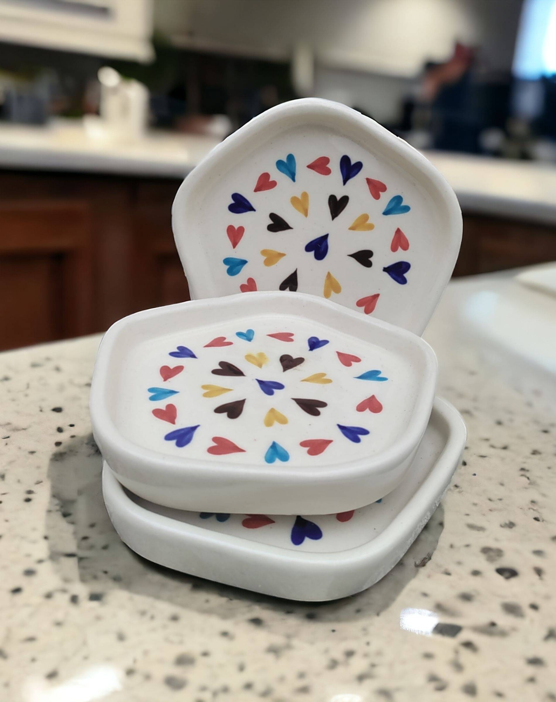     			Malaikah 3 Pcs Ceramic White Quarter Plate