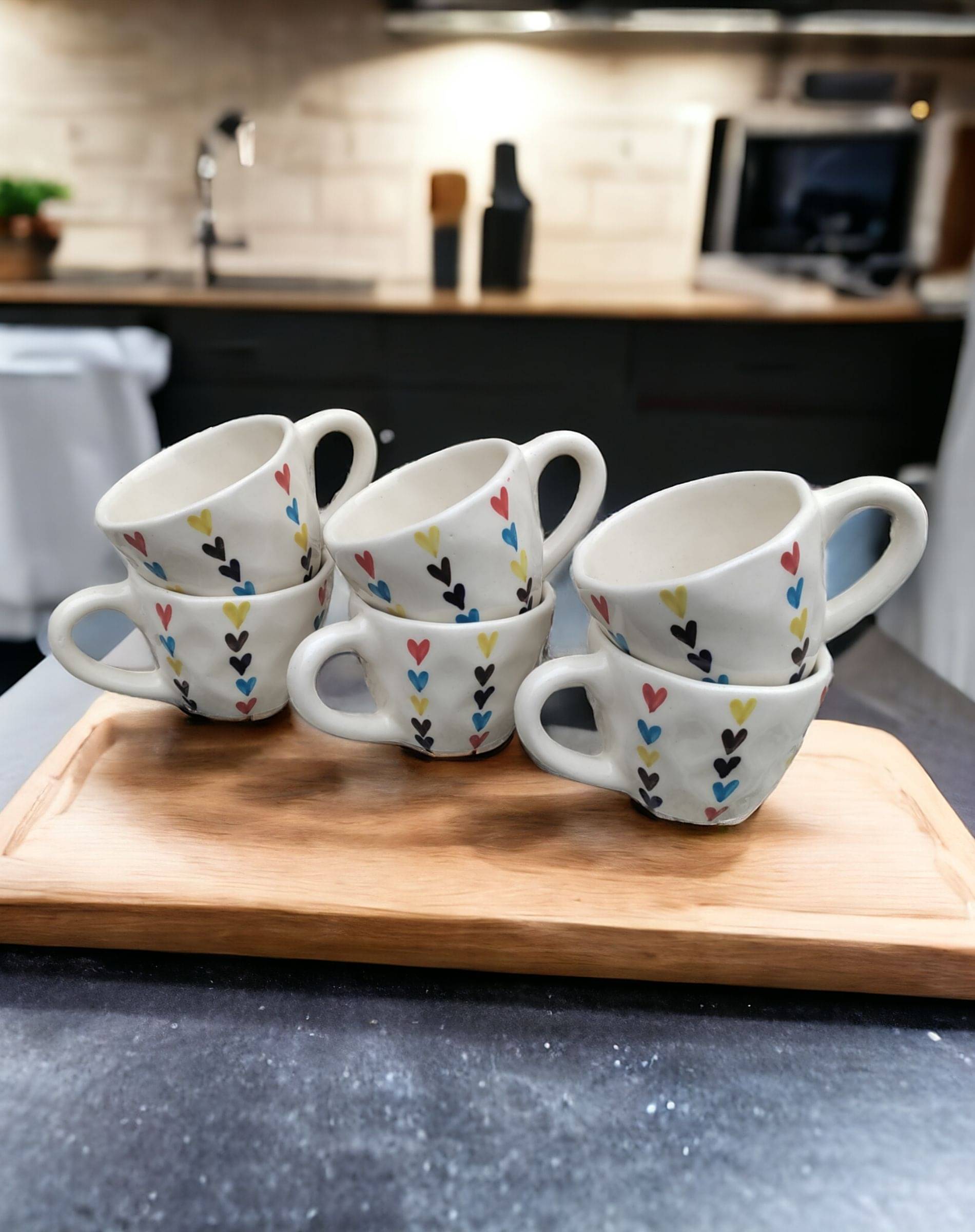 Malaikah Multi Hrt Cup Graphic Ceramic Coffee Mug 200 mL ( Pack of 6 ) Malaikah Multi Hrt Cup Graphic Ceramic Coffee Mug 200 mL ( Pack of 6 )