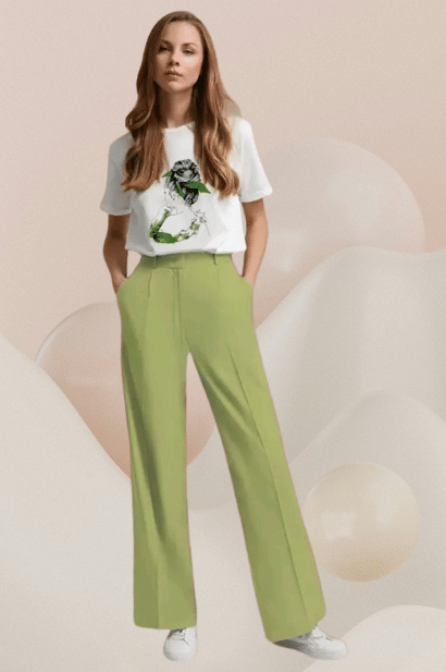 Marc Laurent Women Printed T-Shirt With Trousers Co-Ord Set ( Lime Green ) Marc Laurent Women Printed T-Shirt With Trousers Co-Ord Set ( Lime Green )