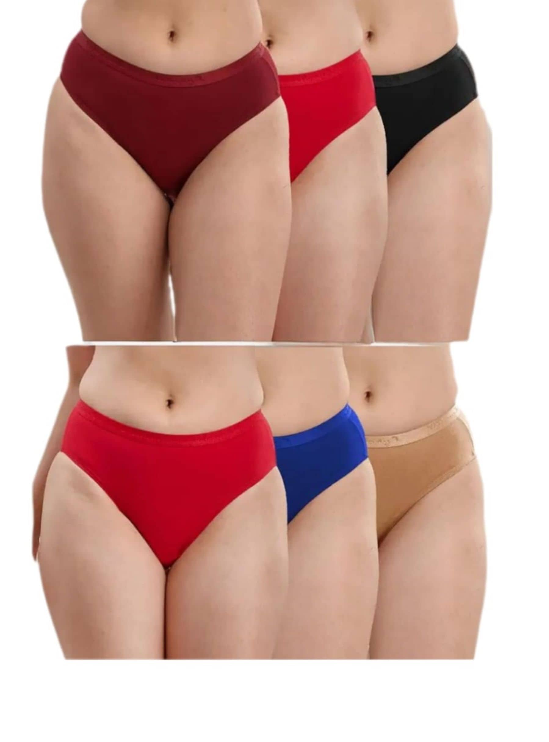 PIYURZ Pack of 6 Poly Cotton Hipster For Women ( Multi Color )