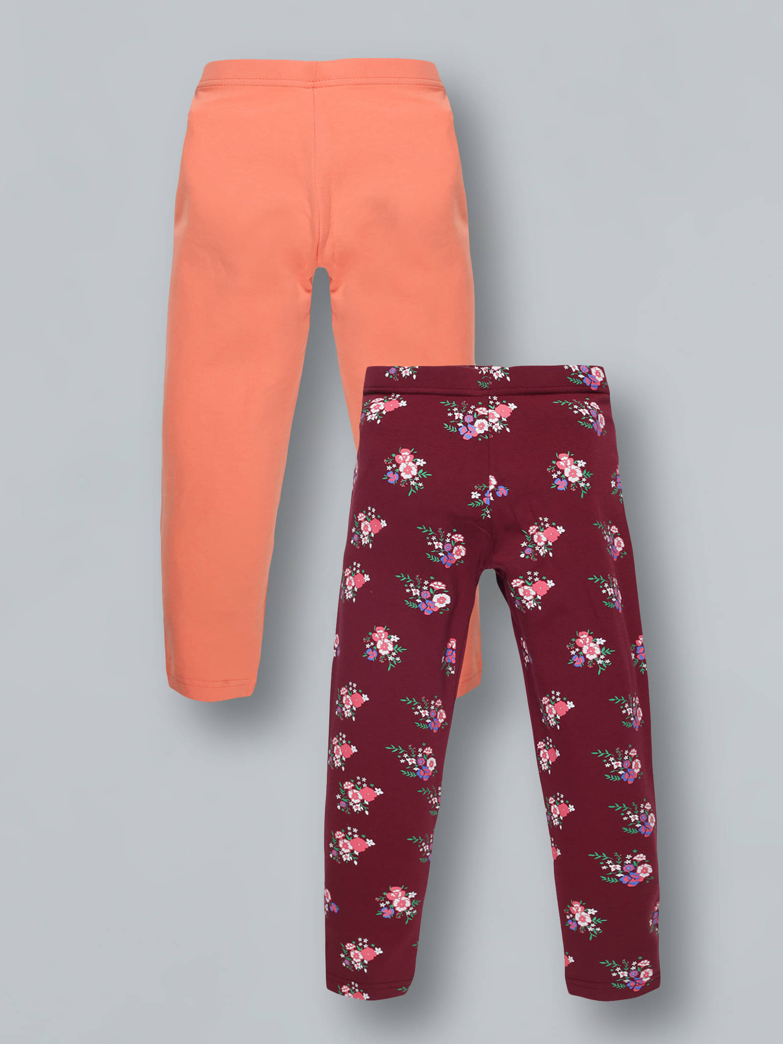     			PLUM TREE Pack of 2 Girls Cotton Leggings ( Burgundy )