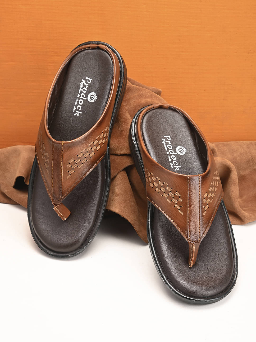     			PRODOCK Tan Men's Thong Flip Flop