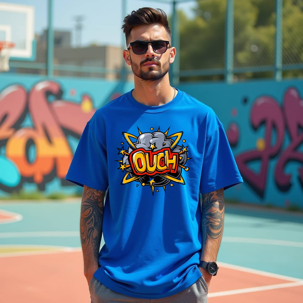     			RodZen Cotton Blend Oversized Fit Printed Half Sleeves Men's Round T-Shirt - Blue ( Pack of 1 )