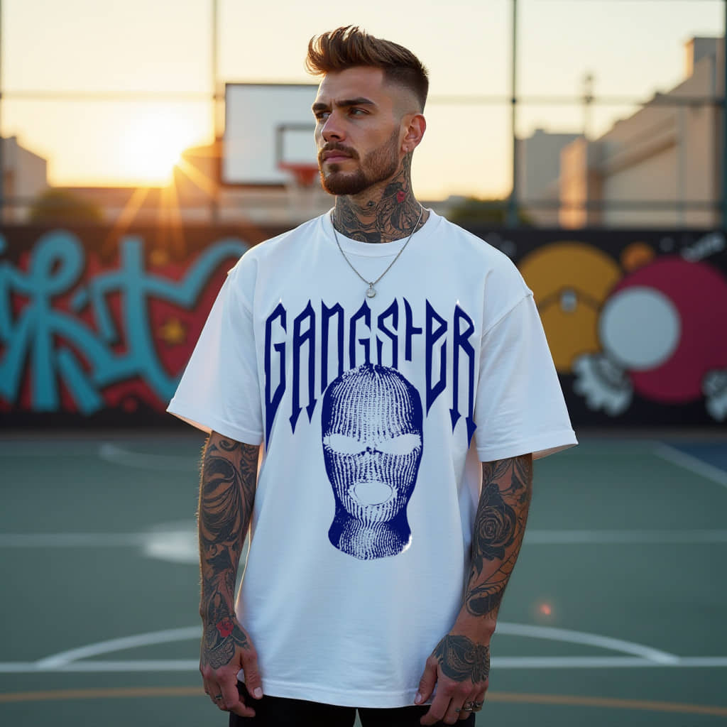 RodZen Cotton Blend Oversized Fit Printed Half Sleeves Men's Round T-Shirt - White ( Pack of 1 )