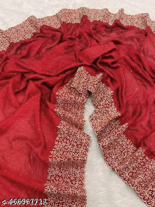     			Shivadit ethnic Georgette Solid Saree With Unstitched Blouse Piece ( Red )