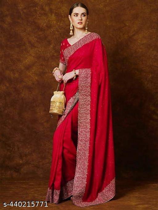     			Shivadit ethnic Georgette Embellished Saree With Unstitched Blouse Piece ( Red )