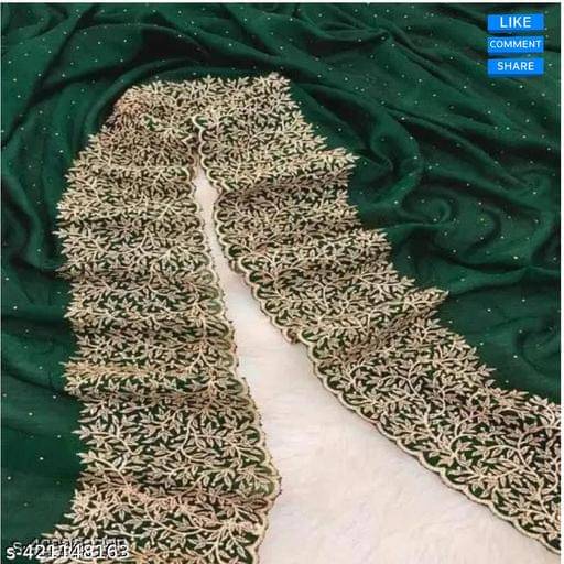 Shivadit ethnic Georgette Solid Saree With Unstitched Blouse Piece ( Green ) Shivadit ethnic Georgette Solid Saree With Unstitched Blouse Piece ( Green )