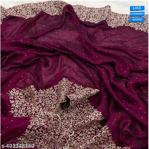     			Shivadit ethnic Georgette Solid Saree With Unstitched Blouse Piece ( Purple )