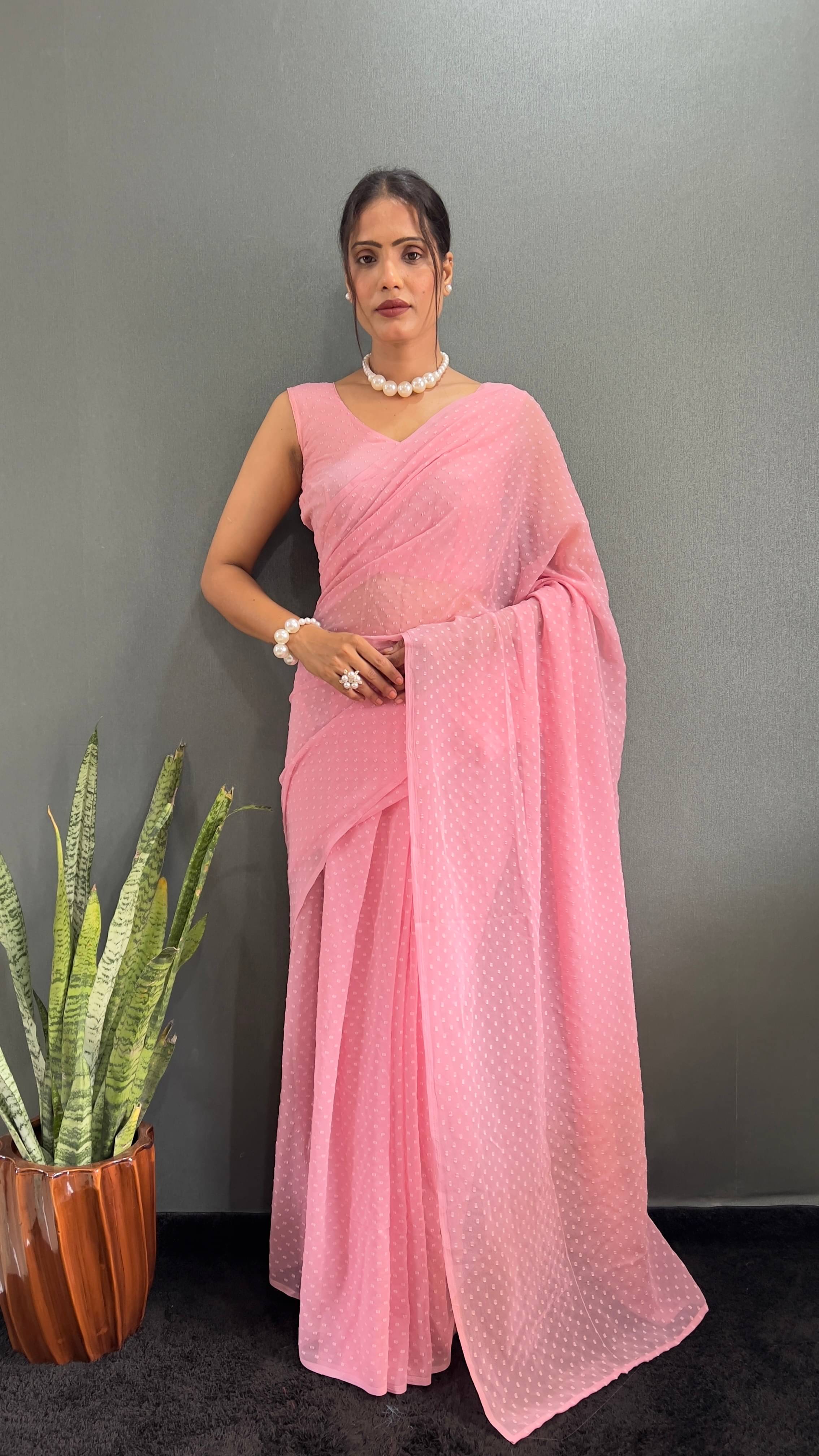 Sidhidata Georgette Self Design Ready to Wear Saree With Unstitched Blouse Piece ( Peach ) Sidhidata Georgette Self Design Ready to Wear Saree With Unstitched Blouse Piece ( Peach )