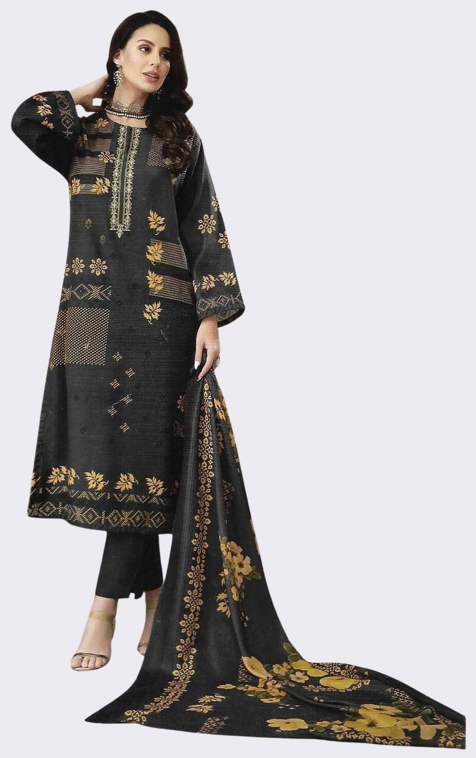 Soul Essence Unstitched Woollen Embroidered Dress Material - Black ( Pack of 1 ) Soul Essence Unstitched Woollen Embroidered Dress Material - Black ( Pack of 1 )