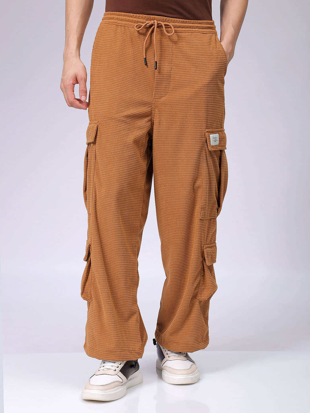 The Indian Garage Co. Baggy Flat Men's Cargos - Khaki ( Pack of 1 ) - Trousers | Buy online on ZillyBuy