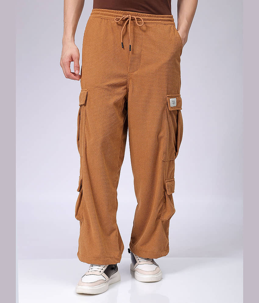 The Indian Garage Co. Baggy Flat Men's Cargos - Khaki ( Pack of 1 ) - Trousers | Buy online on ZillyBuy