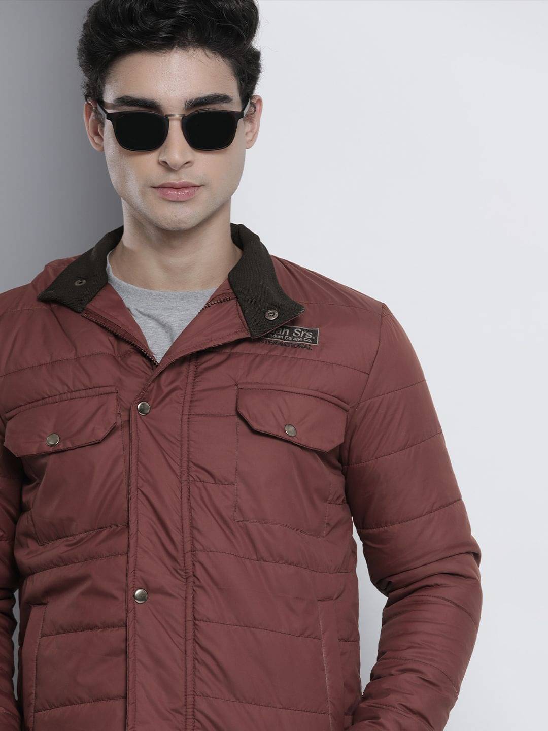     			The Indian Garage Co. Polyester Men's Puffer Jacket - Burgundy ( Pack of 1 )