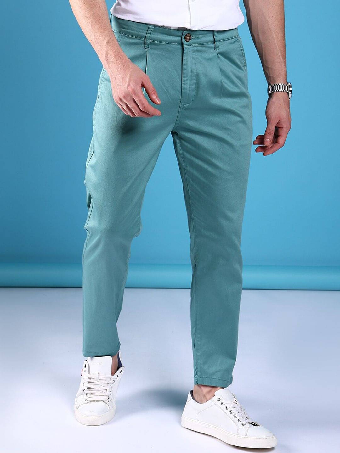     			The Indian Garage Co. Slim Flat Men's Chinos - Blue ( Pack of 1 )