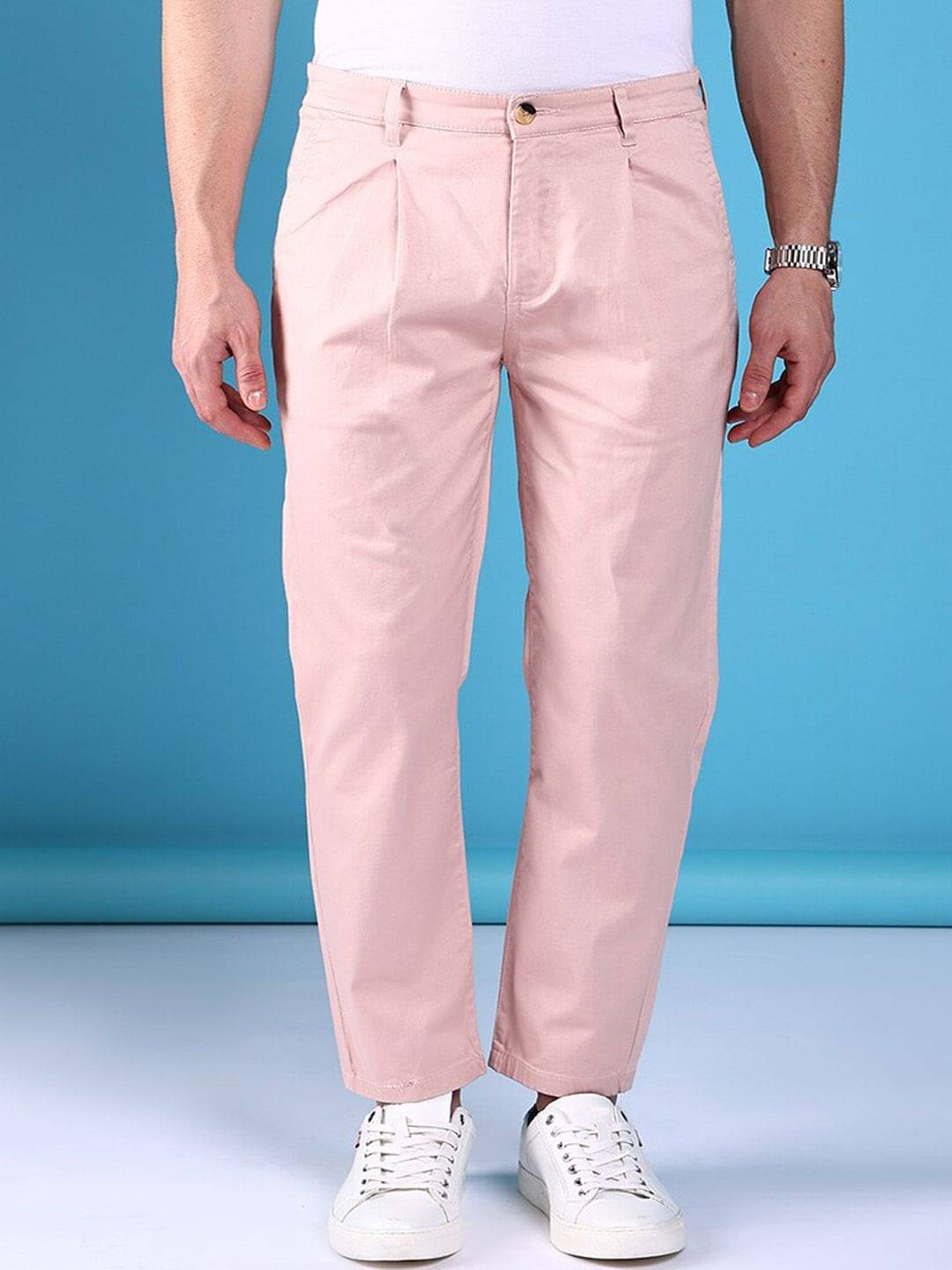     			The Indian Garage Co. Slim Flat Men's Chinos - Peach ( Pack of 1 )