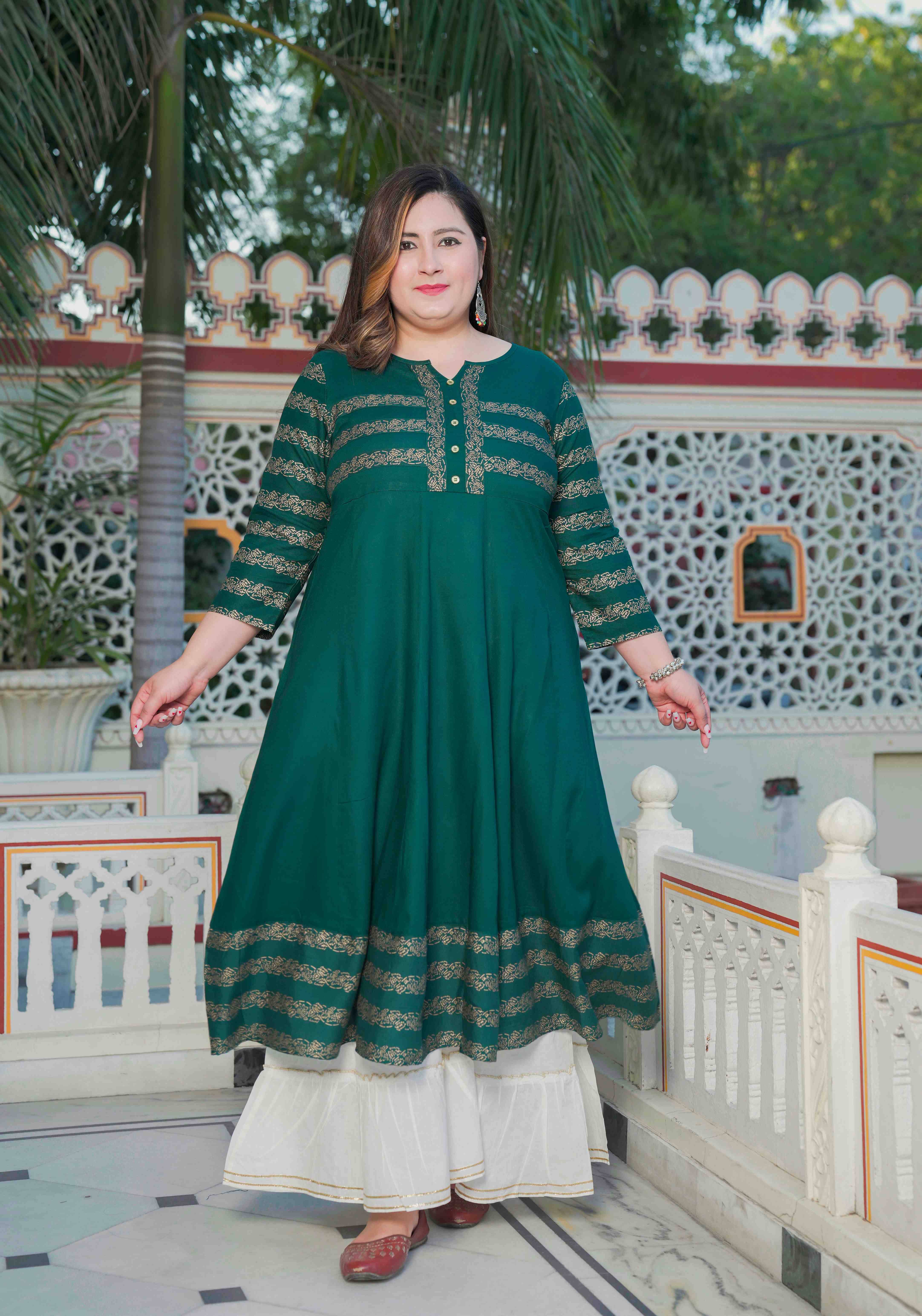 Yash Gallery Pack of 1 Rayon Printed Anarkali Women's Kurti - ( Green ) Yash Gallery Pack of 1 Rayon Printed Anarkali Women's Kurti - ( Green )