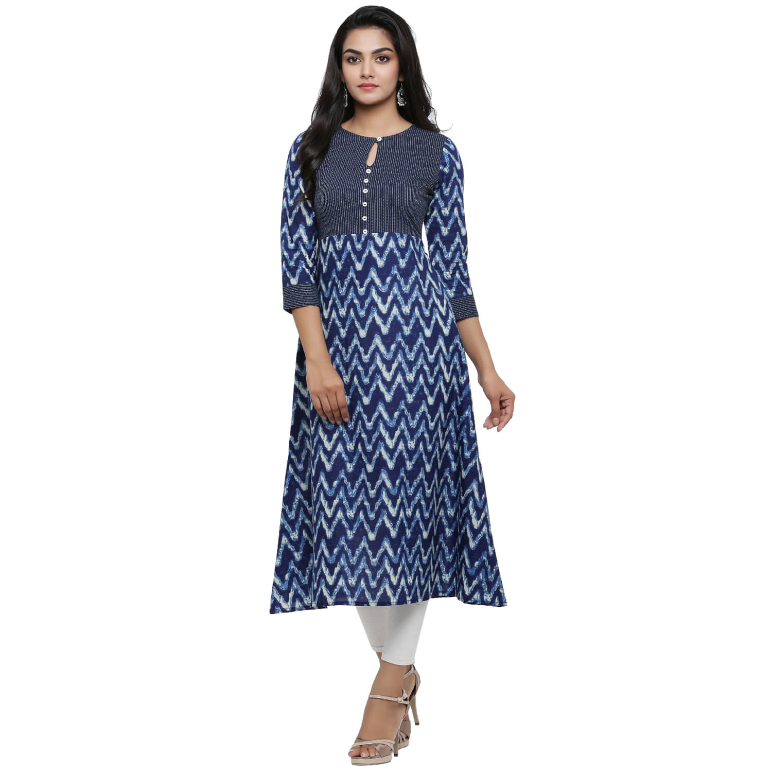 Yash Gallery Pack of 1 Cotton Printed A-line Women's Kurti - ( Blue ) Yash Gallery Pack of 1 Cotton Printed A-line Women's Kurti - ( Blue )